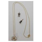 14KT Gold & Opal Necklace & Earrings