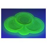 L.E.Smith Yellow Vaseline Glass Snack Dish