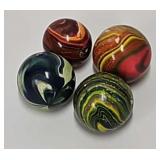 (4) 3/4' Antique Machine Made Marbles