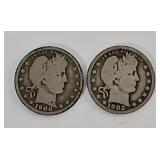 Coin - 1900 & 1902 Barber Silver Quarters