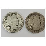 Coin - 1910 & 1910S Barber Silver Half Dollars
