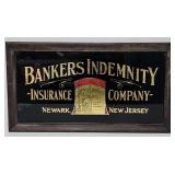 c1920's Banker's Indemnity Insurance Co Trade Sign