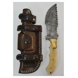 Brass Bound Bone Handle Fixed Blade Knife