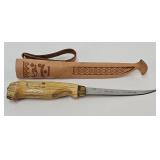 J. Martini Finland Filet Knife w/Leather Sheath