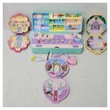 (4) 1989-1993 Polly Pocket Playsets & (9) Figures