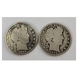 1899 & 1899O Barber Silver Half Dollars