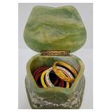 Alabaster Trinket/Jewelry Box w/Bracelets