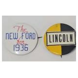 c1930ï¿½s Ford and Lincoln Automotive Pinbacks