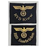 Military -(2) WWII German Reichsbahn Sleeve Eagles