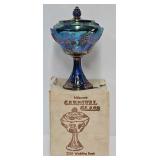 Indiana Blue Carnival Glass Wedding Bowl (MIB)