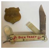 c1940-s-50's Dick Tracy Pocket Knife & Badge