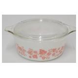 Pyrex #473 Pink Gooseberry 1 Quart Bowl w/Lid