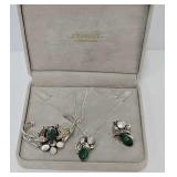 Navajo Sterling Silver & Malachite Jewelry Set