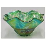 6 1/2'D Glass Eye Studio? Blown Glass Ruffled Bowl