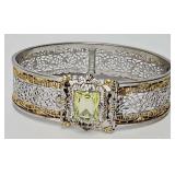 Art Deco Silver & Bracelet w/18k Gold Wash