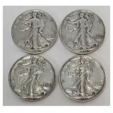 (4) Walking Liberty Silver Half Dollars