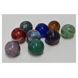 (9) 5/8' & 3/4' Antique Machine Made Marbles