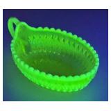 Fenton Yellow Opalescent Vaseline Glass Relish