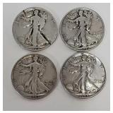(4) Walking Liberty Silver Half Dollars