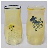 Pr. 4 1/2' Opalescent Octopus Motif Glasses