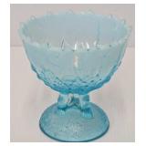 Northwood Blue Opalescent Hilltop Vines Compote
