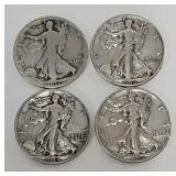 (4) Walking Liberty Silver Half Dollars