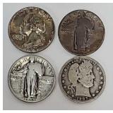(4) Asst Silver US Quarters