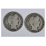 1906S & 1906D Barber Silver Half Dollars