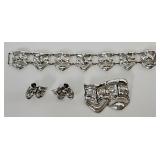Danecraft Sterling Bracelet, Brooch & Earrings