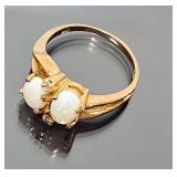 10KT Gold & Opal Ring w/Diamond Accents