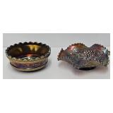 (2) Northwood Amethyst Carnival Glass Bowls