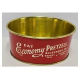 Vintage Tin Litho "Eat Economy Pretzels" Tin