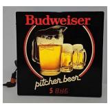 18"x18" Budweiser Pitcher Beer Lighted Bar Sign