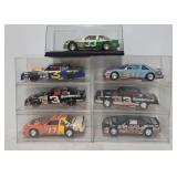 (7) 1:25 NASCAR Built Models w/Display Cases