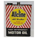 Vintage Allclime 2 Gallon Motor Oil Can