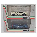 (2) Model Box 1:43 Die Cast AC Shelby Cobras