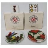 (2) Peggy Karr Fused Art Glass 8" Plates w/OB