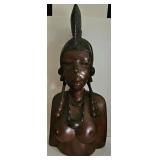 26"H African Hand Carved Wooden Mandinka Bust