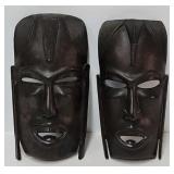 Pr Carved Ebony African Tribal Masks
