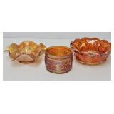 (3) Pcs Marigold Carnival Glass