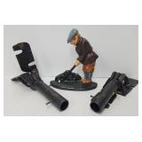 Cast Iron Door Stop & (2) Weather Vane Stands