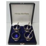 Antique F.B Rogers Cobalt Blue Master Salt Set