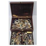 Jewlery Box Full of Costume Jewelry & Watches
