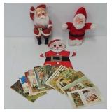 (3) Vintage Santas & (12) Christmas Post Cards