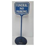 c1930s Funeral No Parking Double Sided Metal Sign