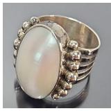 J.Linkin Navajo Sterling Silver & Pearl Ring