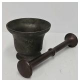 Antique Cast Bronze Mortar & Pestle