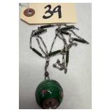 Bucherer Green Enamel Ladies Orb Pendant Watch