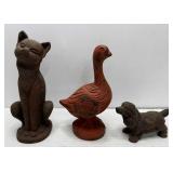 (3) Cast Iron Banks - Red Goose Shoes, Cat +