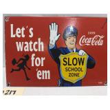 1959 Coca-Cola School Zone Enamel Sign